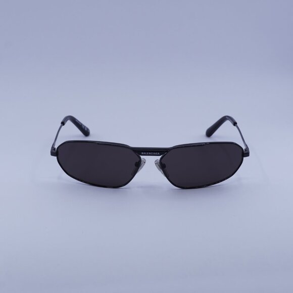 Balenciaga BB0245S 001 Sunglasses Grey Geometric Frame, Grey Lenses - Picture 4 of 11